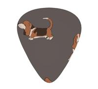 Cute Basset Hound,12 Pcs Guitar Pick,3 Different Thickness Plectrums for Acoustic Guitar Bass Ukulele (0.46mm 0.96mm 0.71mm)