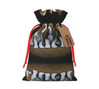 Cute Basset Hound Puppies Christmas Drawstring Sack Gift Bag, Lightweight And Cute In Design