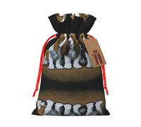 Cute Basset Hound Puppies Christmas Drawstring Sack Gift Bag, Lightweight And Cute In Design
