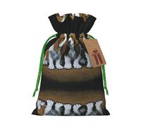 Cute Basset Hound Puppies Christmas Drawstring Sack Gift Bag, Lightweight And Cute In Design