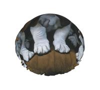 Cute Basset Hound Puppies Print Shower Essentials Bonnet For Women, Large Washable Elastic Band Bath Hair Wrap Shower Cap