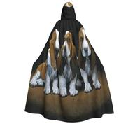 cute basset hound puppies print Unisex Medieval Viking Hooded Cape Cloak for Halloween Cosplay, Christmas Party Costume Outfits