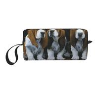 Cute Basset Hound Puppies Prints Travel Makeup Bag Makeup Pouch, Portable Simple Zippered Makeup Organizer Case for Women
