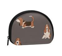 Cute Basset Hound, Women's Storage Bag Shell Makeup Bag Small Coin Purse Shell Change Pouch