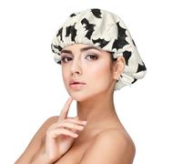 Cute Bat Black Print Satin Silk Bonnet for Sleeping Women, Adjustable Double Layer Satin Hair Bonnet Night Sleep Cap for Curly Hair