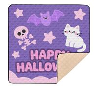 Cute Bat & Cat Halloween Art Large Sturdy Baby Activity Play Mat for Floor Non-Toxic Infant Play Mat for Baby Kids Toddlers Infants, 50'' x 50''