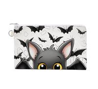 Cute Bat Coin Purses with Zipper, Personalized Zero Wallet for Shopping, Small Makeup Pouches Bag for Travel, Card Organizer Case, Portable Canvas Change Purses