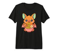 Cute Bat Eating Ramen Kawaii Anime Style Premium T-Shirt