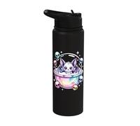 Cute Bat in Bubble Bath with Skulls Stainless Steel Insulated Water Bottle