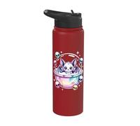 Cute Bat in Bubble Bath with Skulls Stainless Steel Insulated Water Bottle