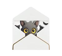 Cute Bat Luxury Pearl Paper Greeting Card With Gold Border, Blank Inside, With Envelope - Birthday, Wedding, Christmas, Valentine