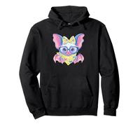 Cute Bat Pastel Fantasy Character Animal Graphic Pink Yellow Pullover Hoodie