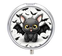 Cute Bat Pill Box, 3 Compartment Small Pill Case Waterproof Travel Pill Organizer for Pocket Or Purse Portable Mini Medicine Tablet Vitamin Holder Pill Case