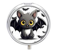 Cute Bat Pill Box Round Portable Small Pill Case Waterproof Travel Pill Box Organizer for Pocket Purse and Daily Convenience