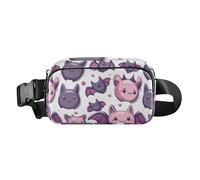 Cute Bat Purple Trendy Waist Pack Crossbody Bag for Men Women Waterproof Chest Belt Bum Bag with Adjustable Strap for Shopping Sports Work, Cute Bat Purple, One Size