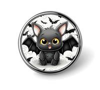 Cute Bat Round Badge Cute Brooch Hats Jackets Decor Personalized Lapel Pin Clothing Jewelry Accessories for Wedding Party Gift