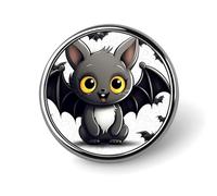 Cute Bat Round Badge Cute Enamel Lapel Pin Brooches Button Pin Personalized Clothing Decoration Unisex Badge Holder Hats Bags Shirts Decor
