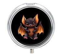 Cute Bat Round Pill Box Organiser 3 Compartment Portable Medicine Case