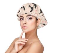 Cute Bat Stars Print Satin Silk Bonnet for Sleeping Women, Adjustable Double Layer Satin Hair Bonnet Night Sleep Cap for Curly Hair