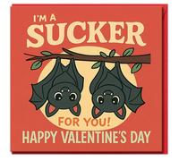 Cute Bat Valentine Card - I'm a Sucker for You - Funny Pun Love Card with Two Bats, Romantic Valentine's Day for Partner, Boyfriend or Girlfriend
