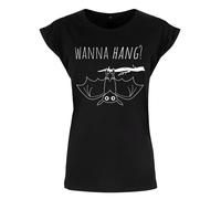 Cute Bat Wanna Hang? Ladies Premium Black T-Shirt