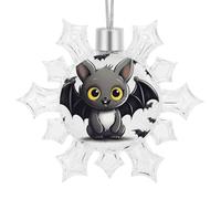 Cute Bat White Glitter Snowflake Ornaments 3D Hanging Snow Flake Christmas Ornaments with Silver Rope Shatterproof Decorations for Winter Wonderland Xmas Tree Holiday Party
