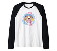 Cute Bat Winter Portrait Colorful Fantasy Graphic Blue Pink Raglan Baseball Tee