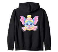 Cute Bat Winter Portrait Colorful Fantasy Graphic Blue Pink Zip Hoodie