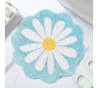 Cute Bath Mat,Pink Flower Rug,Water Absorption Non Slip Mat,Soft Machine Wash Rug Mat for Bedroom Kitchen Bathroom Toilet Floors 25.6 x 25.6 Inches (Light Blue)