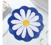 Cute Bath Mat,Pink Flower Rug,Water Absorption Non Slip Mat,Soft Machine Wash Rug Mat for Bedroom Kitchen Bathroom Toilet Floors 25.6 x 25.6 Inches (Dark Blue)
