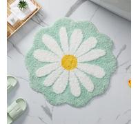 Cute Bath Mat,Pink Flower Rug,Water Absorption Non Slip Mat,Soft Machine Wash Rug Mat for Bedroom Kitchen Bathroom Toilet Floors 25.6 x 25.6 Inches (Light Green)