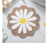 Cute Bath Mat,Pink Flower Rug,Water Absorption Non Slip Mat,Soft Machine Wash Rug Mat for Bedroom Kitchen Bathroom Toilet Floors 25.6 x 25.6 Inches (Khaki)