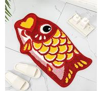 Cute Bath Mat Rug, Non Slip Fun Cartoon Fish Koi Bath Rug Red Pink Bathroom Rugs and Mats Absorbent Shower Rugs for Kids Floor Mat Carpet Decor Bathtub Rug Washable