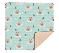 Cute Bathing Capybara with Ducks 50x50 inch Baby Play Mat,Thicken Soft Non-Slip Tummy Time Mat for Toddlers and Infants