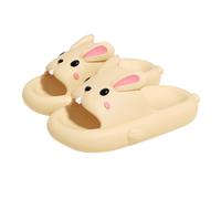Cute bathing slippers, women's summer slippers with rabbit ears, women's bathing slippers, non-slip shower bathing shoes, beach sandals, plain original Cozislides slippers, cloud shoes, yellow, 4 UK