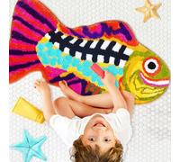 Cute Bathroom Rugs Hot Pink Bath Mats for Bathroom Funny Smile Fish Bath Rug Absorbent Non Slip Shaggy Carpets for Shower Tub 20"x35"