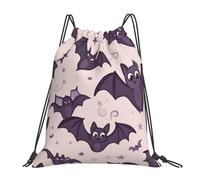 Cute Bats Halloween Drawstring Bag Unisex Drawstring Backpack Portable String Bag For Picnic Men Swim 36X42Cm