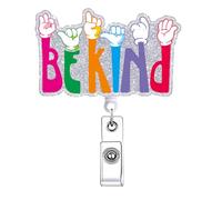 Cute Be Kind Badge Reel Retractable Funny Pride Teacher Rainbow Badge Holder with Alligator Clip Nursing Med Surg RN CNA LPN Badge Clip Doctor Medical Assistant Fun ID Card Nurse Accessories for Work