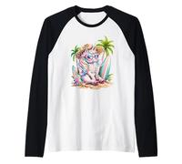 Cute Beach Unicorn Heart Sunglass Bubblegum Summer Vacation Raglan Baseball Tee