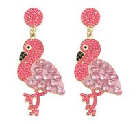 Cute Beaded Flamingo Earrings Bohemian Classic Love Bird Earrings Tropical Flamingos Drop Animal Earrings Women Jewelry, Resin, No Gemstone