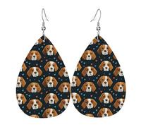 Cute Beagle And Heart Leather Earring Creative Leather Earrings Lightweight Hanging For Beach Party