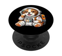 Cute Beagle Astronaut Exploring Space PopSockets Adhesive PopGrip