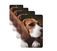 Cute Beagle Car Air Fresheners Cards Set of 4 Pieces Personalized Car Fresheners Gifts for Men Women Auto Aromatherapy Tablets Hanging Scented Cards for Wardrobe Bathroom