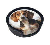 Cute Beagle Dog Coasters For Drinks Set Of 6 Leather Tea Cup Coaster Drink Coasters For Cup Kitchen Bar Home Decor Housewarming Gift