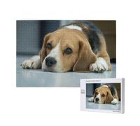 Cute Beagle Dog Lies On Floor,1000 Pieces Wooden Jigsaw Family Game Jigsaw Puzzles for Adults Teens Home Decor