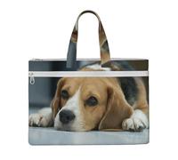 Cute Beagle Dog Lies On Floor,Canvas Document Bag Zipper File Tote Bag Handbag Briefcase for School Office