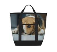 Cute Beagle Dog Lies On Floor,Lunch Bags Large Capacity Insulated Tote Bag For Women Men Work Picnic Travel