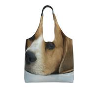 Cute Beagle Dog Lies On Floor,Reusable Tote Bags Grocery Bags Large Capacity Canvas Shopping Shoulder bag