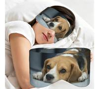 Cute Beagle Dog Lies On Floor, Sleep Mask for Home Travel, Full Eye Covers Light Blocking Eye Mask Sleep Eye and Ear Muffs