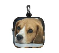 Cute Beagle Dog Lies On Floor, Square Zipper Storage Bag, Neoprene Coin Purse, Small Wallets, Change Pouch, Change Purse